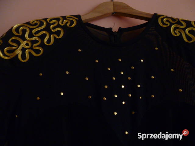 Sukienka czarna ze złotym dekorem Rozmiar 38(M) małopolskie Kraków
