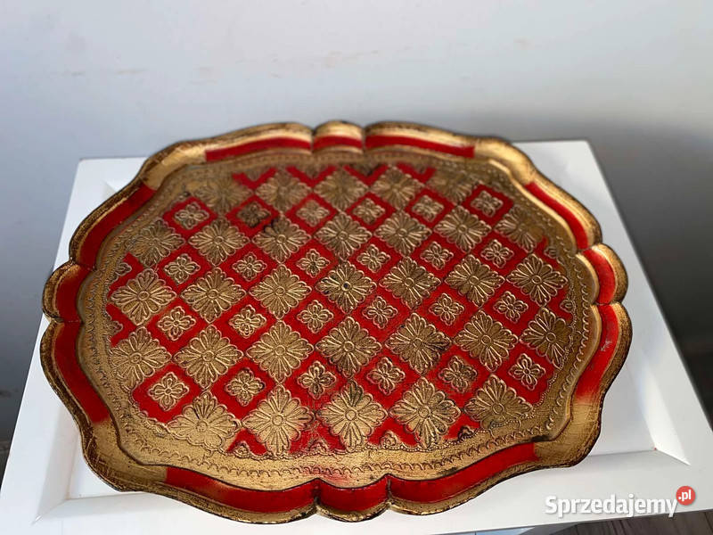 drewniana włoska złota taca tacka zdobiona Kraków sprzedam