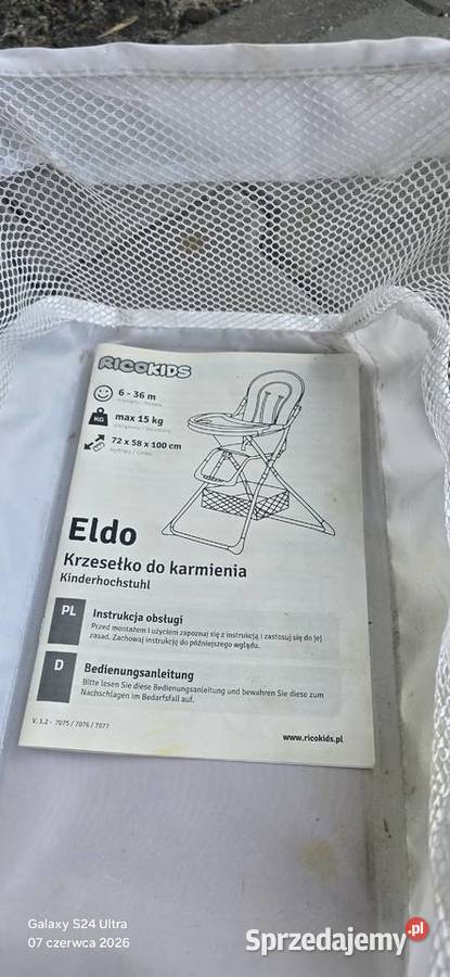 Krzesełko do karmienia ELDO białoszare w Ruda Śląska