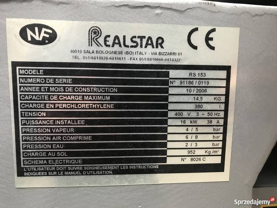 PRALNIA CHEMICZNA AGREGAT CHEMICZNY REALSTAR