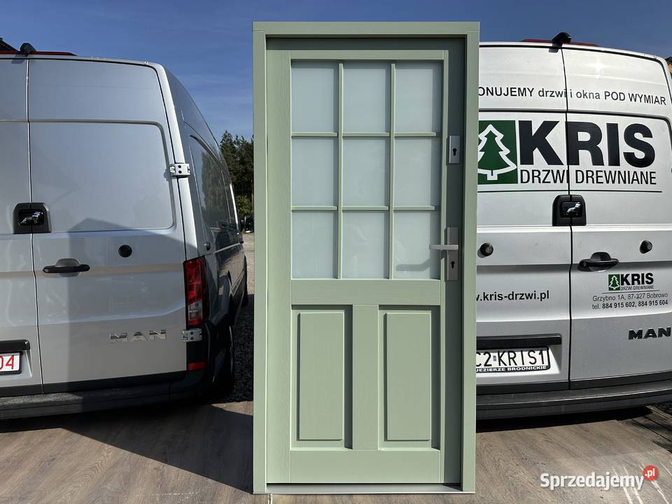 Drzwi drewniane zewnętrzne z klamką schlage CAŁA Poznań