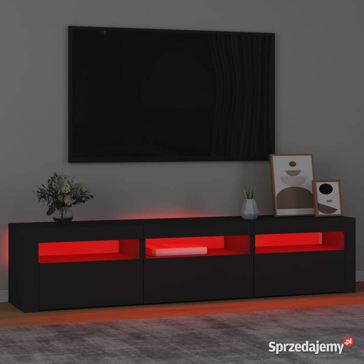 Szafka pod TV z oświetleniem LED czarna Warszawa
