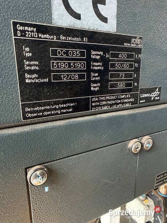 Rofin Coherent dc035 laser Co2 slab Trzebnica