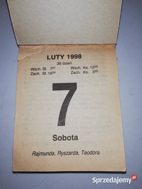 Kalendarz wydzierany 1997 i 1998 roku