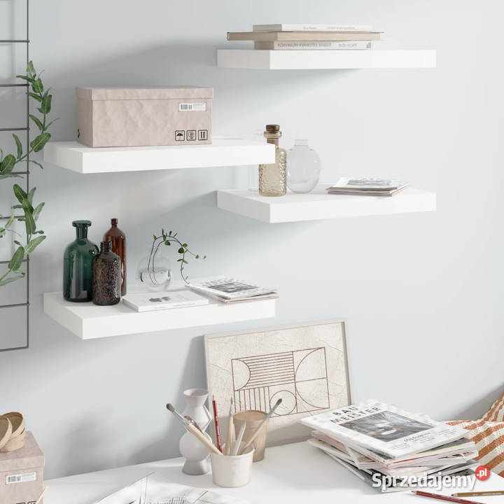Półki ścienne 4 białe wysoki połysk 40x23x38 MDF Półki Warszawa sprzedam