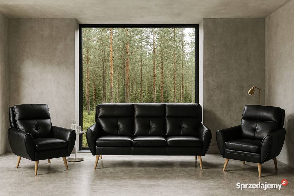 Skandynawski komplet Goldi 100 skóra naturalna Piasek