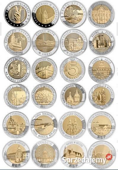 5 Złotych KOMPLETNY Pełny Zestaw 24 Monety Lata Dąbrowa Górnicza