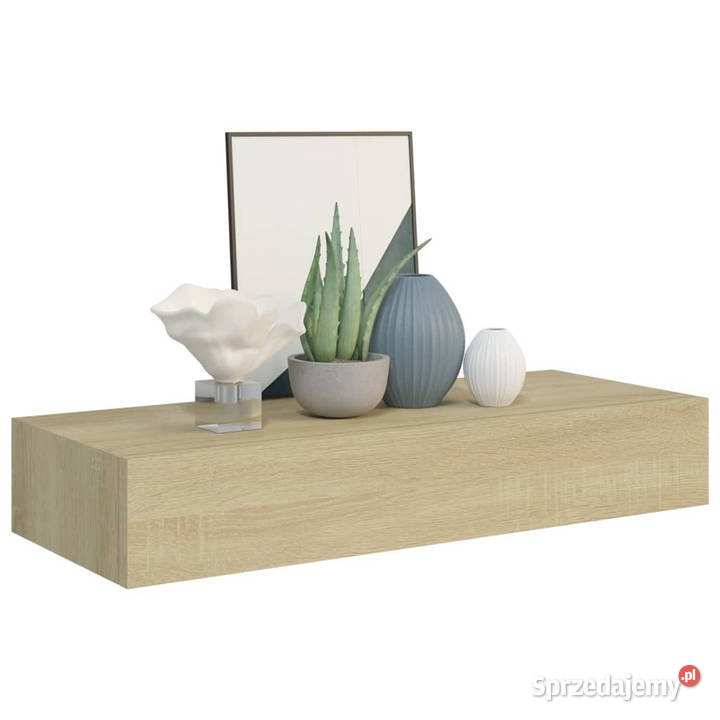 Półki ścienne z szufladą 2 dąb 60x235x10 MDF Warszawa sprzedam