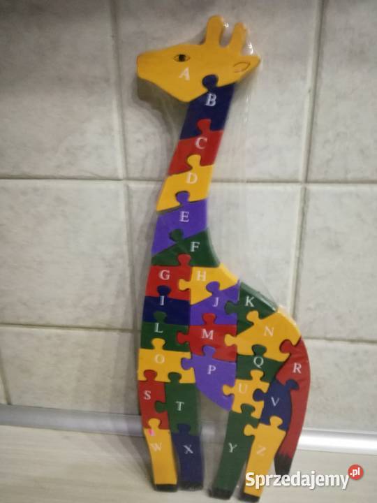 Żyrafa drewniane bloki alfabetu i cyfr lubelskie