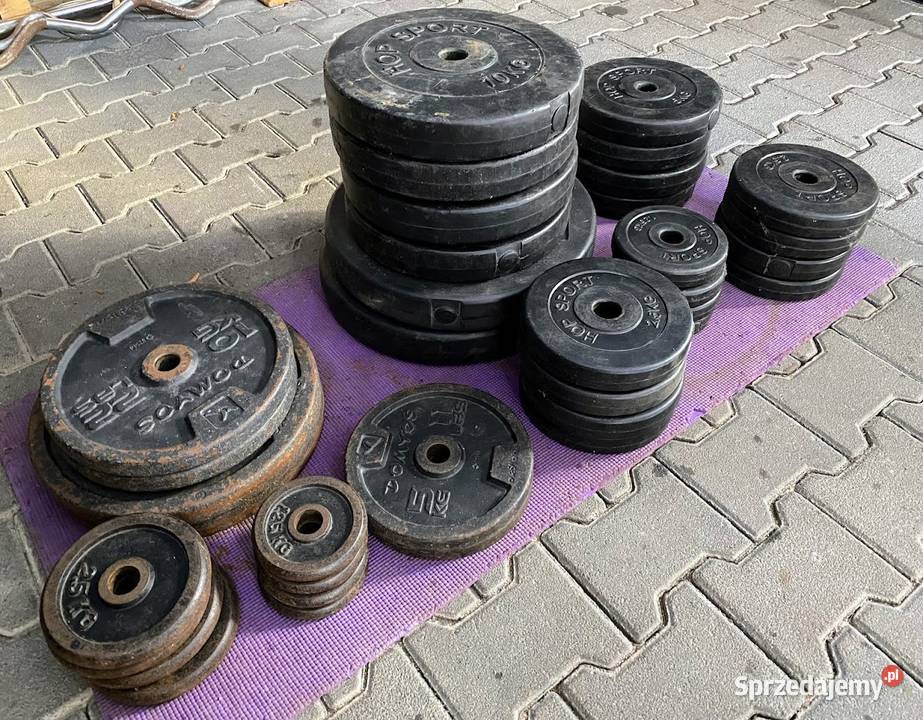 Zestaw do ćwiczeń sprzęt siłowy ławeczka 6x gryf Siłownia i fitness sprzedam