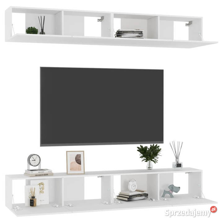 Szafki TV 4 białe 100x30x30 materiał