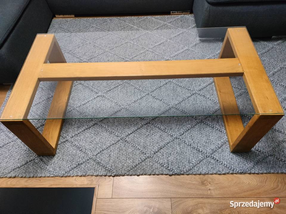 Ława dębowa ze szklanym blatem sprzedam
