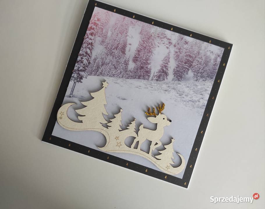Kartka ręcznie robiona Boże Narodzenie renifer łódzkie Łódź sprzedam