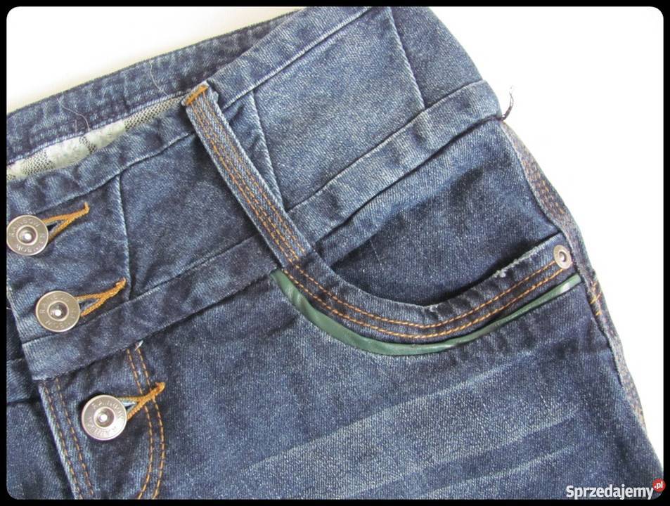 RAINBOW spodnie jeansowe z przetarciami 38 M Płock