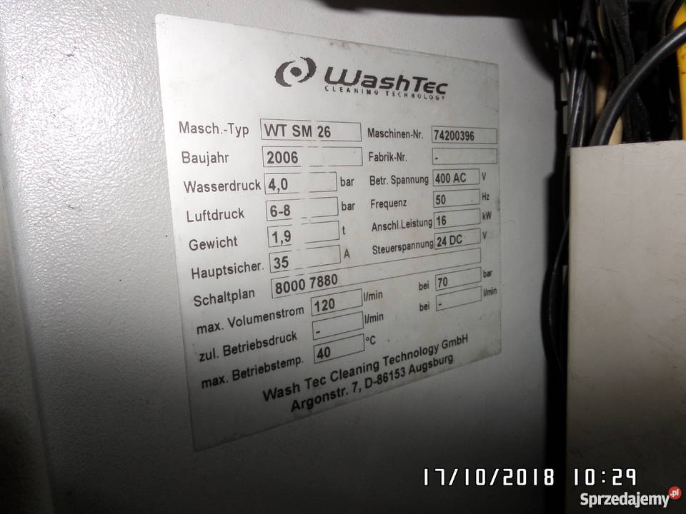 Myjnię automatyczną Wash Tec sprzedam Pozostałe Zdzieszowice