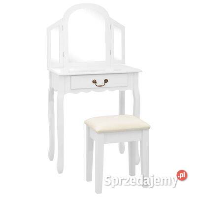 Toaletka ze stołkiem biała 65x36x128 drewno mazowieckie Warszawa