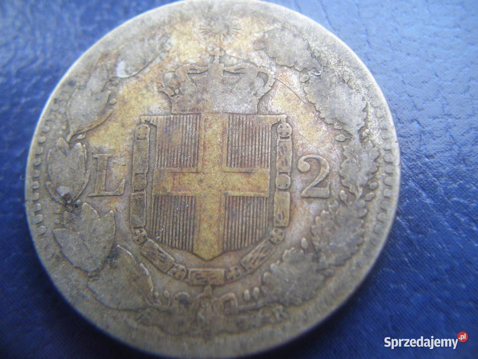 Stare monety 2 lir bezz daty Włochy srebro Lesko