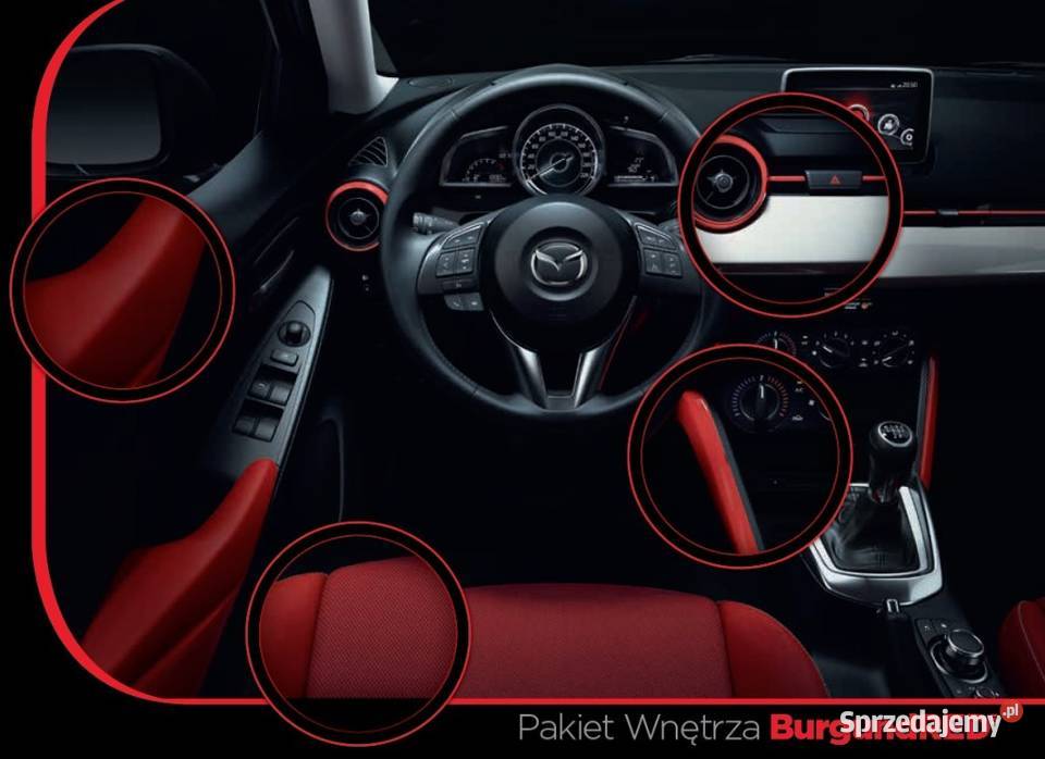 Fotele tapicerka Mazda 2 DJ 2014 Burgund Red Lublin
