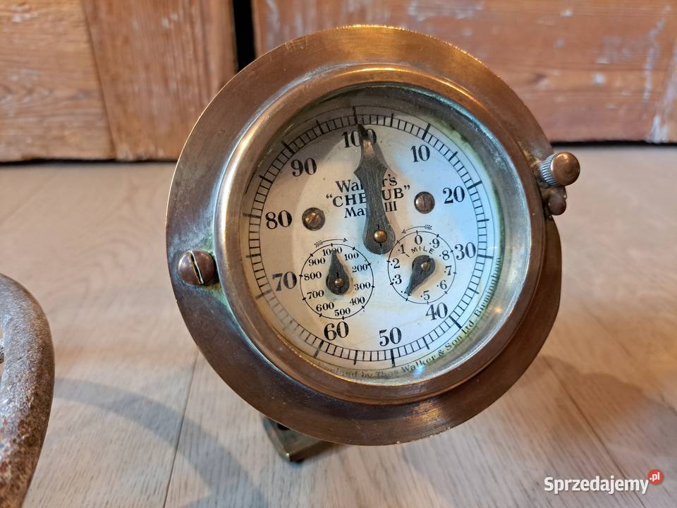 Mosiężny mechaniczny log z żaglowca Antyki