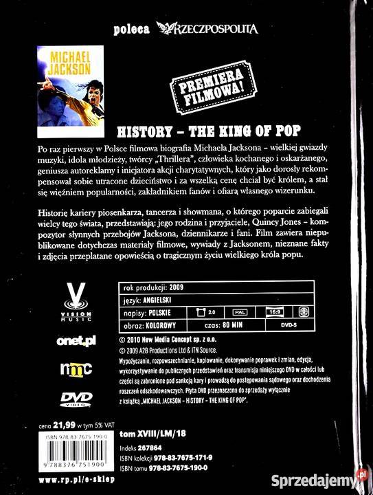MICHAEL JACKSON HISTORY THE KING OF POP LEGENDY 1 płyta wielkopolskie Kalisz