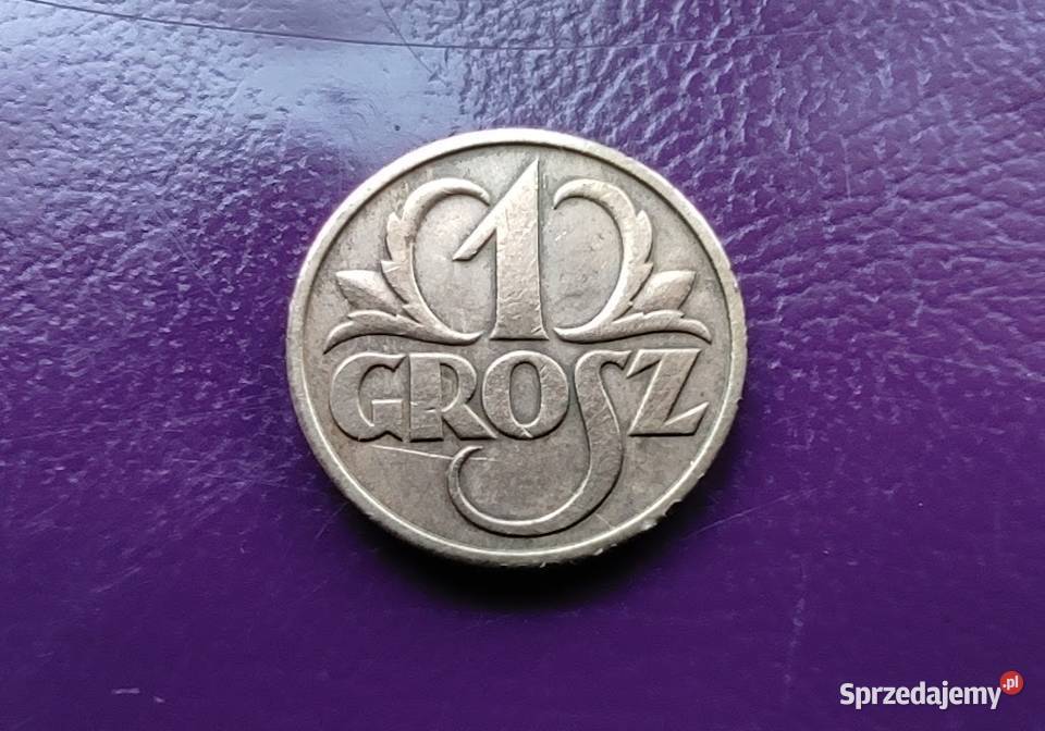 Moneta przedwojenna II RP 1 grosz 1939 -Brąz/ Rzadka/ Piękna