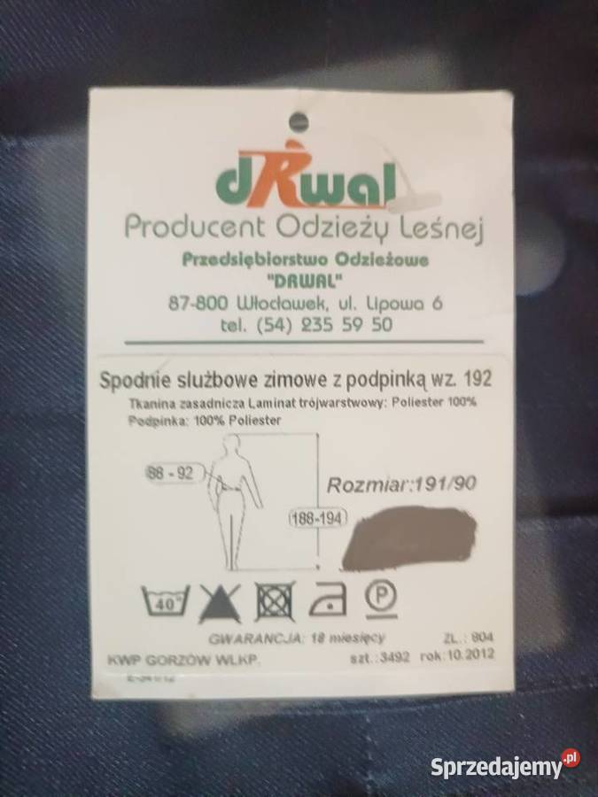 spodnie służbowe nowe policyjne Pozostałe Zielona Góra