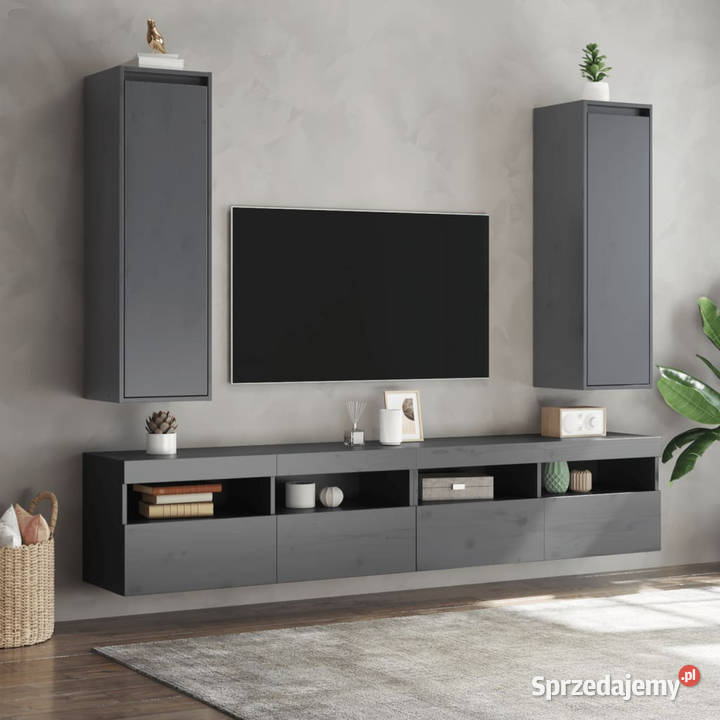 Szafki ścienne 2 szare 30x30x100 drewno sosnowe Półki Warszawa