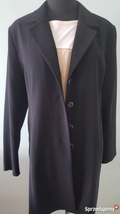 MARYNARKA długa czarna żakiet płaszczyk Marynarki i żakiety