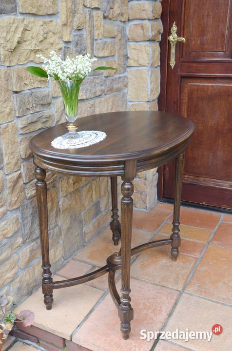 Stolik stylowy brązowy dębowy stary 85cm Meble Kalisz