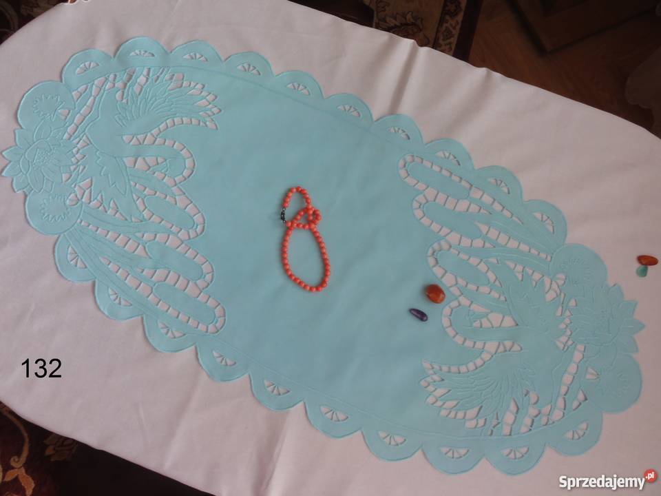 Serwetki bieżniki kolorowe niebieskie wyszywane Lublin