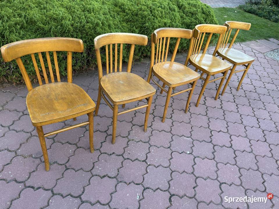 Krzesła gięte 5 vintage PRL art deco krzesło mazowieckie Sulbiny