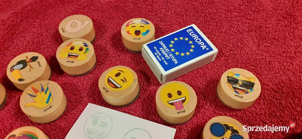 Pieczątki stempelki emotki 22 4 kolory tuszy Tuszkowo sprzedam
