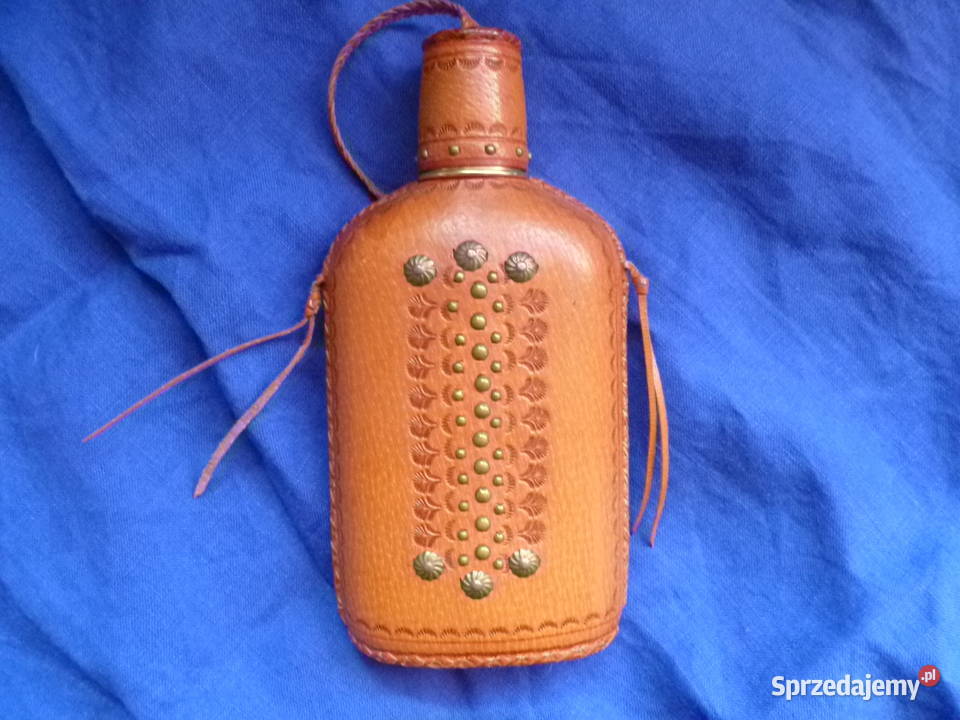 Piersiówka szklana w skórzanym etui małopolskie Kraków