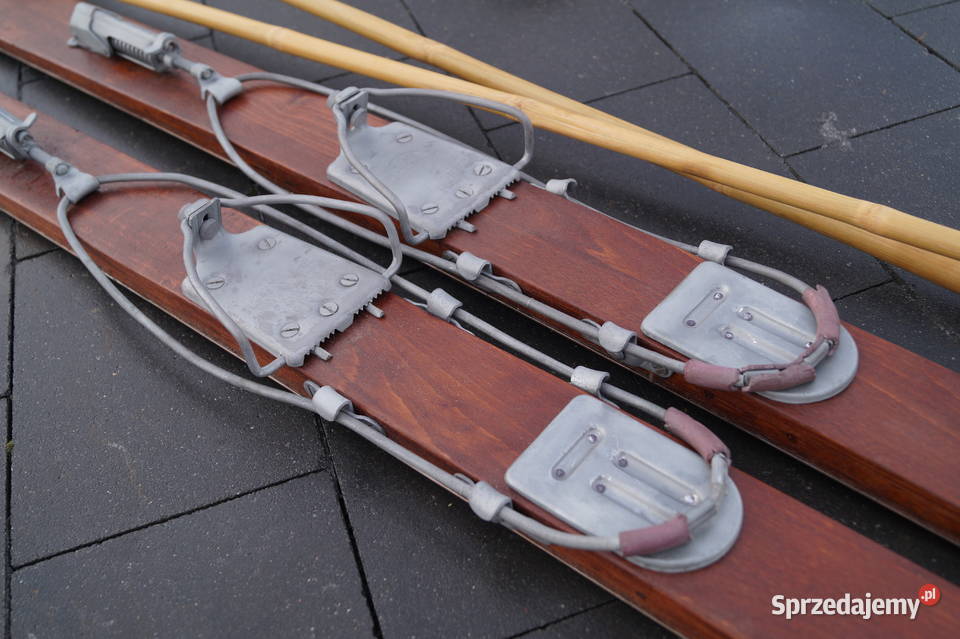 Stare narty bukowe hikorowe 163 kijki Pruchnik