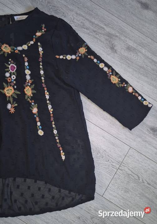 Bluzka damska czerń haft kwiaty SM Łódź