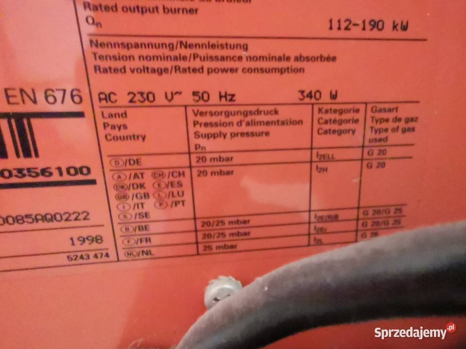 Palnik Gazowy wentylatorowy f VIESSMANN 112190kW Szczytna