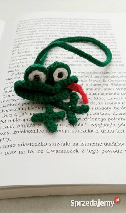 Śmieszna żabka wykonana na szydełku zakładka do łódzkie