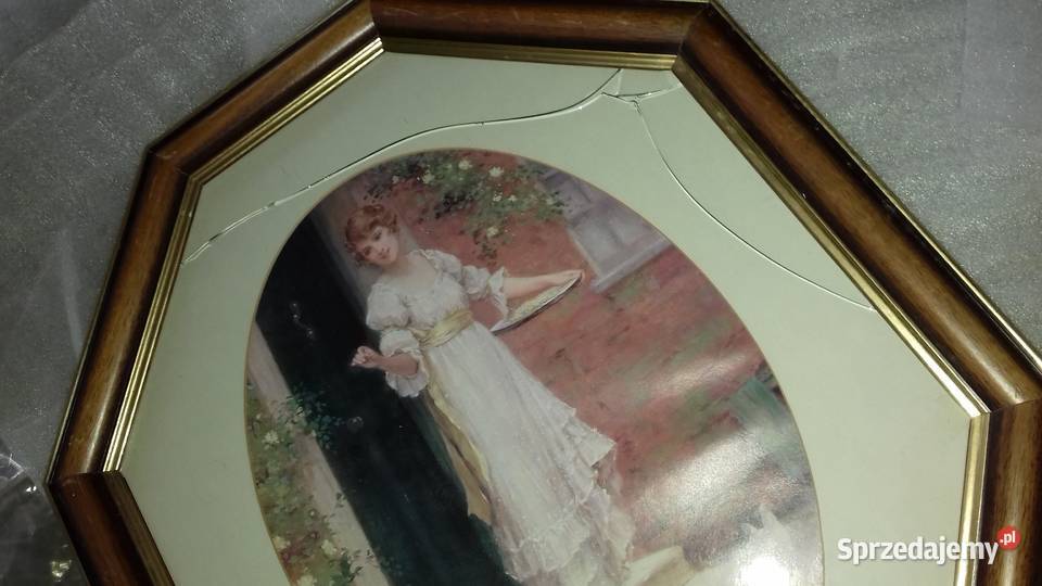 Obraz w pięknej grubej ramie drewnianej Warszawa