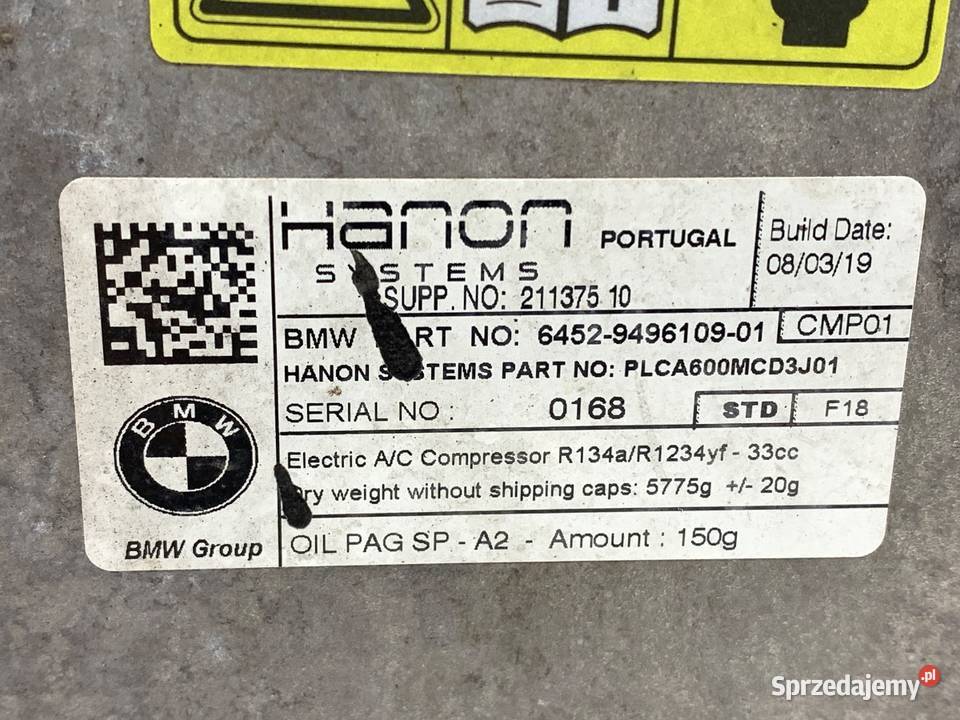 SPRĘŻARKA KLIMATYZACJI BMW G30 9496109 20 184