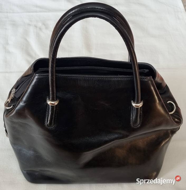 Czarna skórzana torebka kuferek Borse in Pelle Warszawa