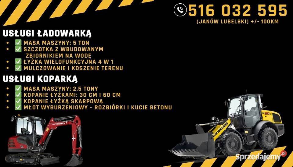 Usługi Koparką 2700 Wywrotką i ładowarką 5000 Lublin sprzedam