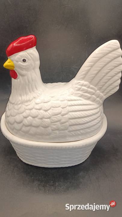 Figurka ceramiczna ptak kura kwoka pojemnik