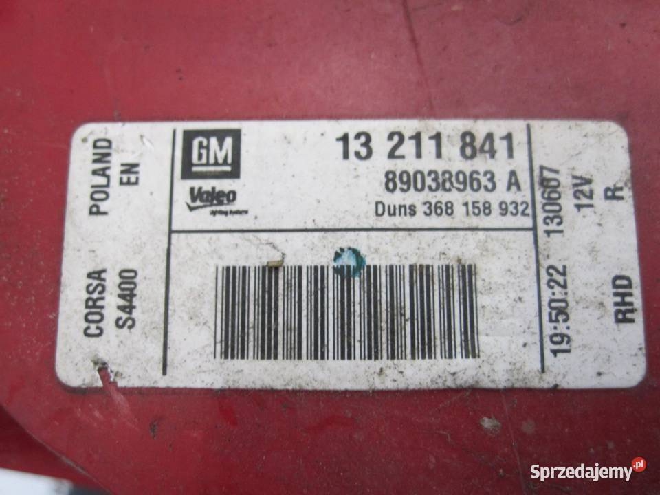 OPEL CORSA D lampa prawa tył 13211841 89038963A Lampy tylne