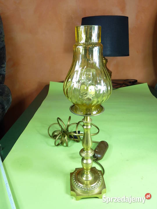Stara Lampka gabinetowa mosiężna miodowa Opole