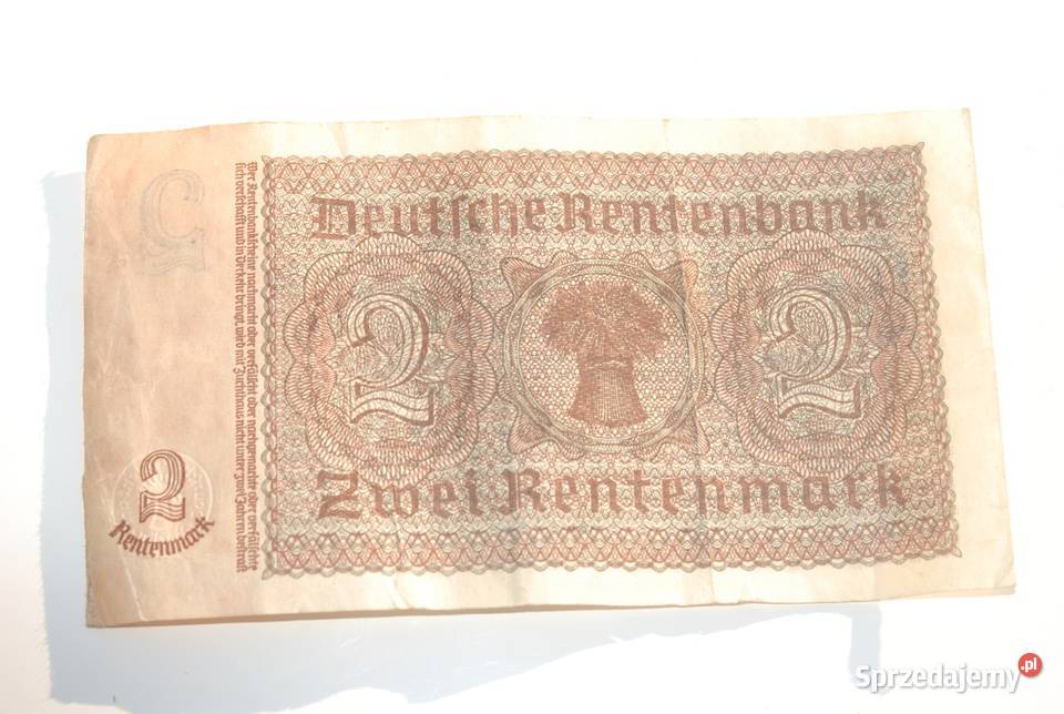Stary banknot 2 marki 2 Rentenmark 1937 antyk Pozostałe Cieszyn