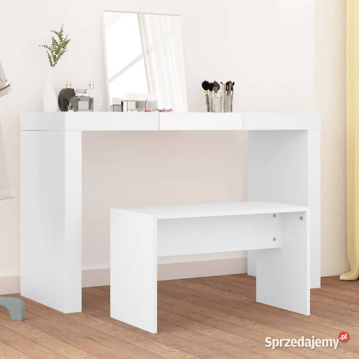 Stołek do toaletki biały 70x35x45 materiał Pozostałe
