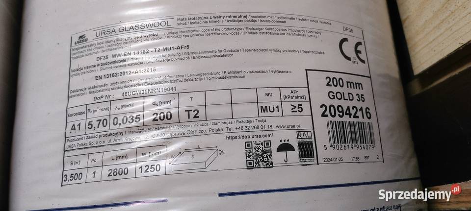 Wełna mineralna Ursa Gold 35 20 warmińsko-mazurskie Gołdap