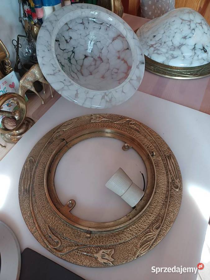 Plafon Lampa mosiądz szkło Poznań