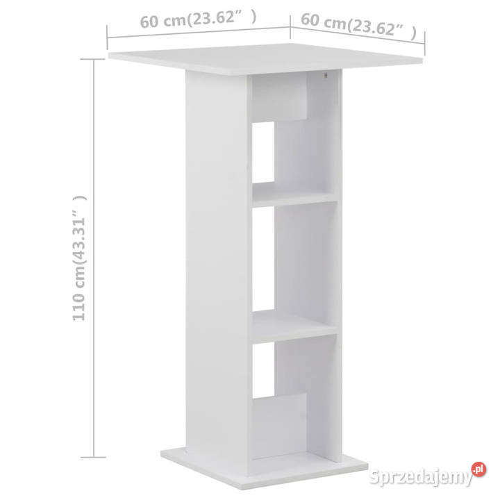 Stolik barowy biały 60 x 60 x 110 WM280205 Warszawa