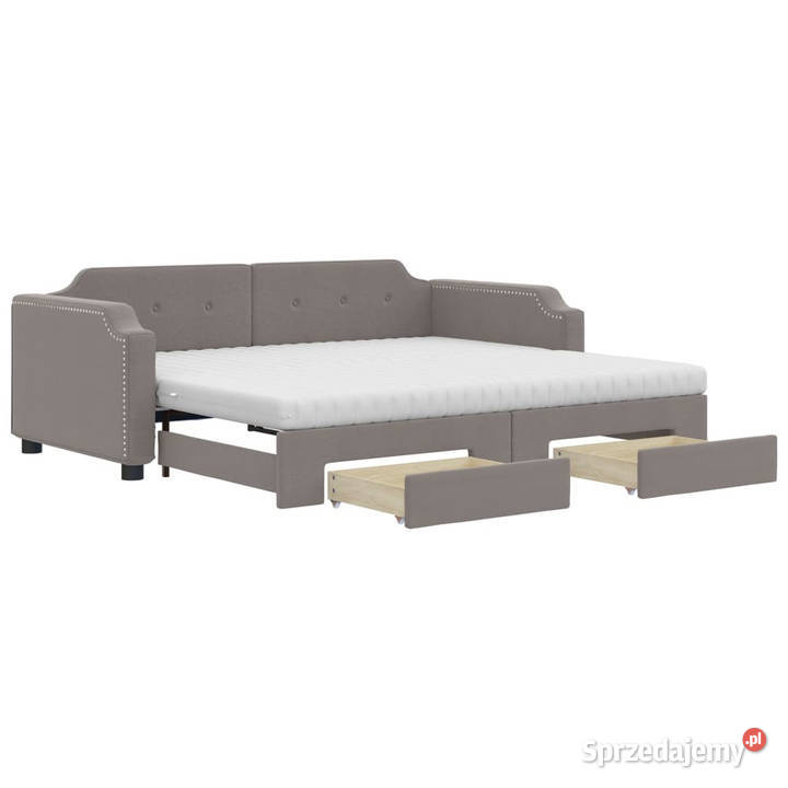 Sofa rozsuwana z szufladami taupe tkanina Warszawa